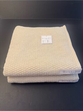 2pc TRULY LOU Quick Dry Zero Twist Cotton Bath Towel Set - Birch - Bone